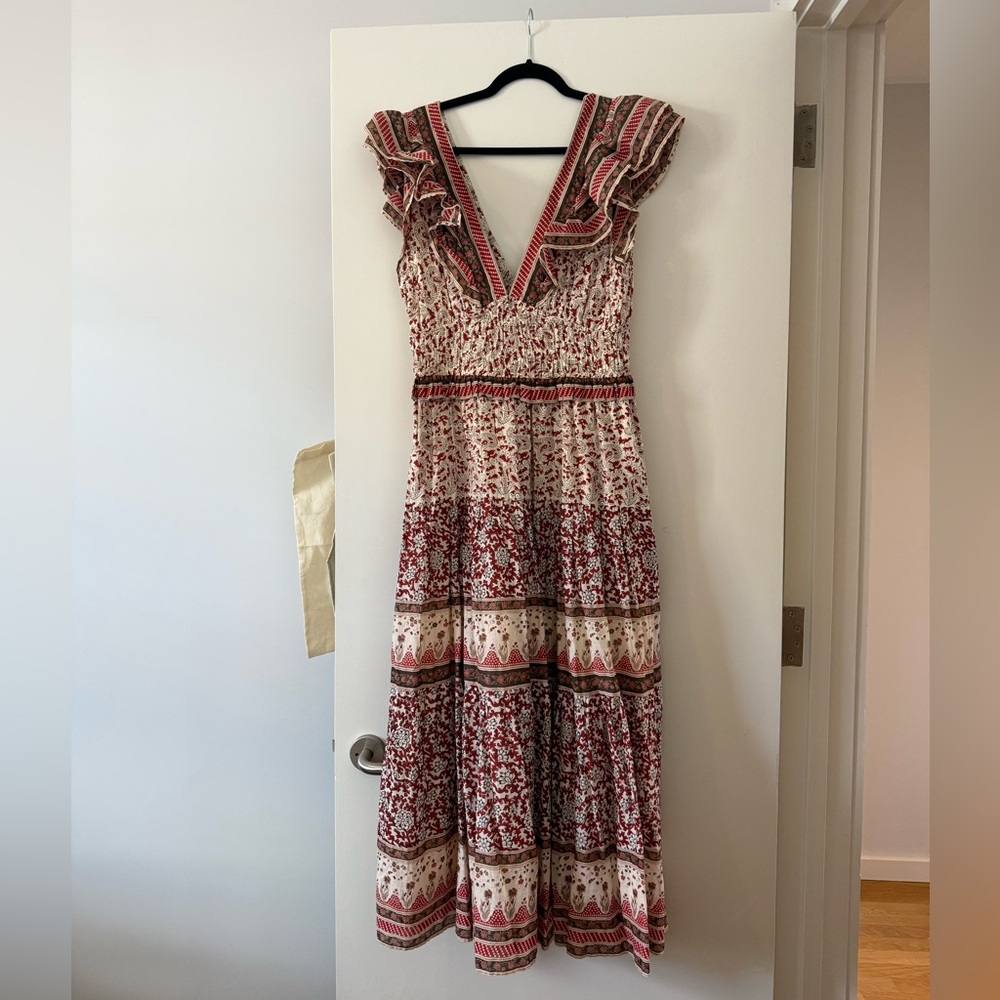 Sea New York Red and Cream Maxi Dress